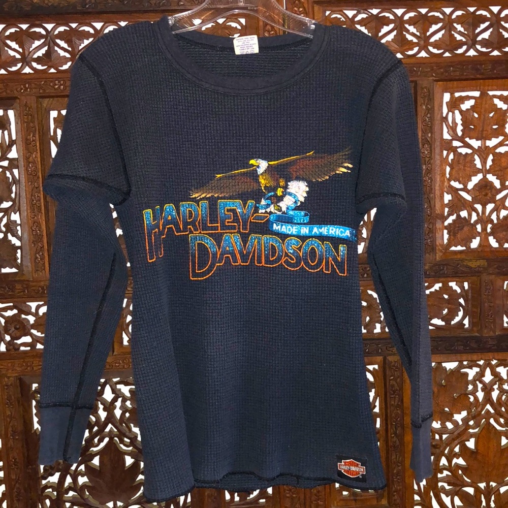 Vintage Harley Davidson Women’s Black Thermal Long John’s Size Medium